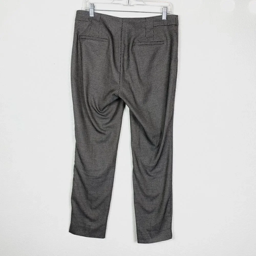 Zara Basic Brown Mini Houndstooth Check High Rise Trouser Pants - Picture 2 of 5